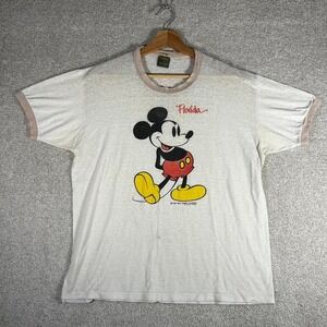 Vintage early 80s Mickey Mouse Disney distressed ringer tee shirt tshirt